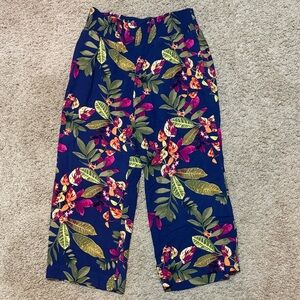 J. Jill Floral Print Pants - Blue and Green